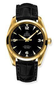 Omega Seamaster Aqua Terra 150M Co-Axial 39.2 Railmaster Yellow Gold / Brown Alligator / China Train